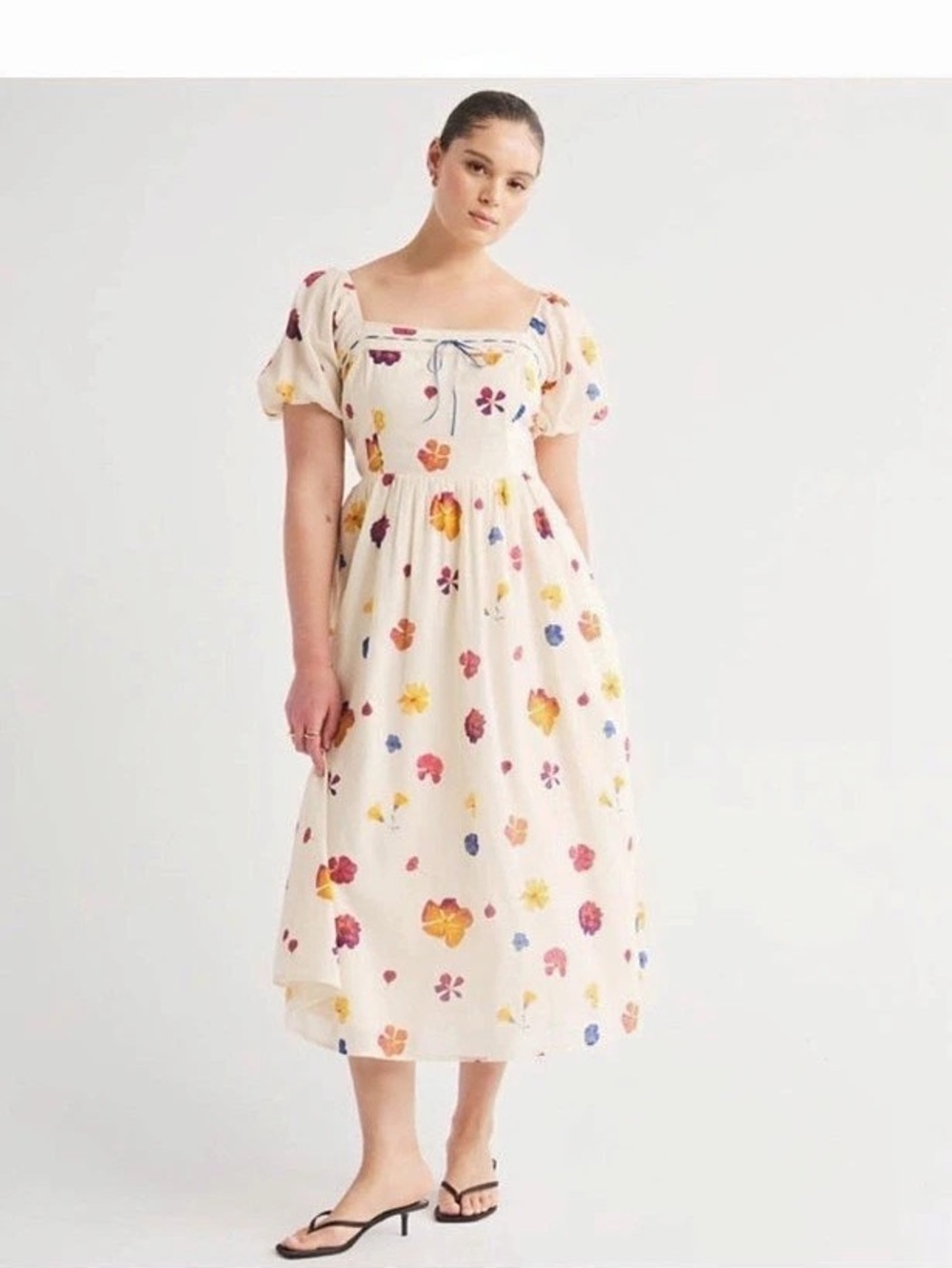 A&F Emerson Puff Sleeve Midi Dress - NWT petite L - cream floral print - new wit